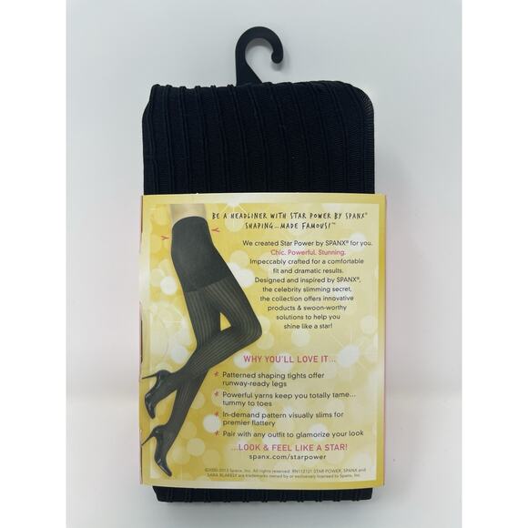 NEW Star Power By SPANX Center-Stage Ribbed Row Shaping Tights Black Size E - Picture 3 of 5